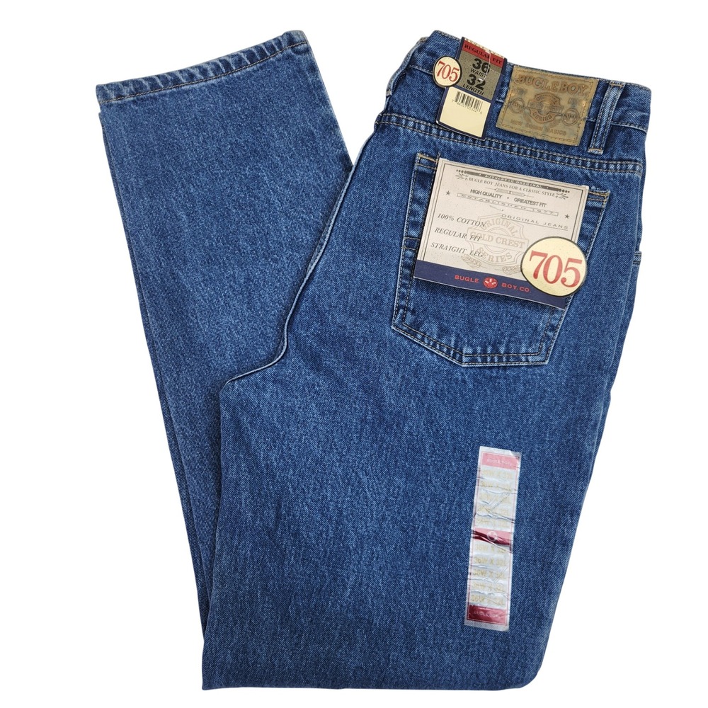 Bugle Boy 705 Gold Crest Series Regular Fit Straight Leg Jeans 36x32 NWT 90s